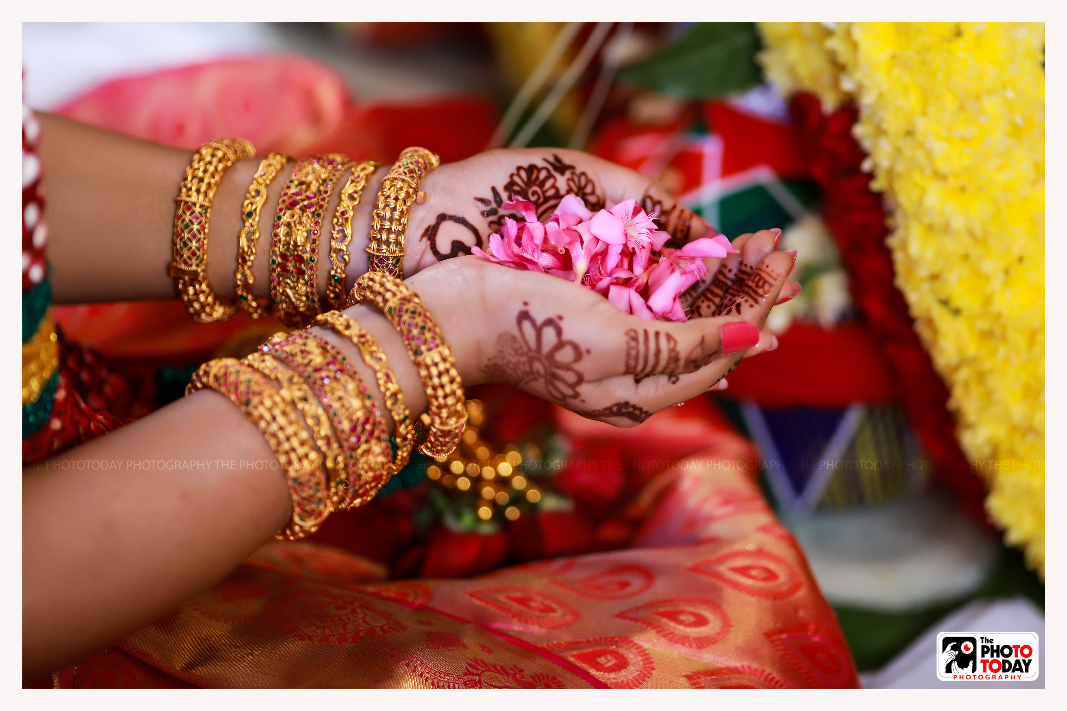 Keep calm!! Flowers to warm her palm!! Flowers,Floral Mehndi, Elegance of bangles to add dimension!!